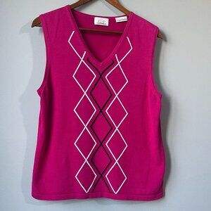 EP Pro Y2K Sweater Vest with Argyle Pattern in Pink size Large